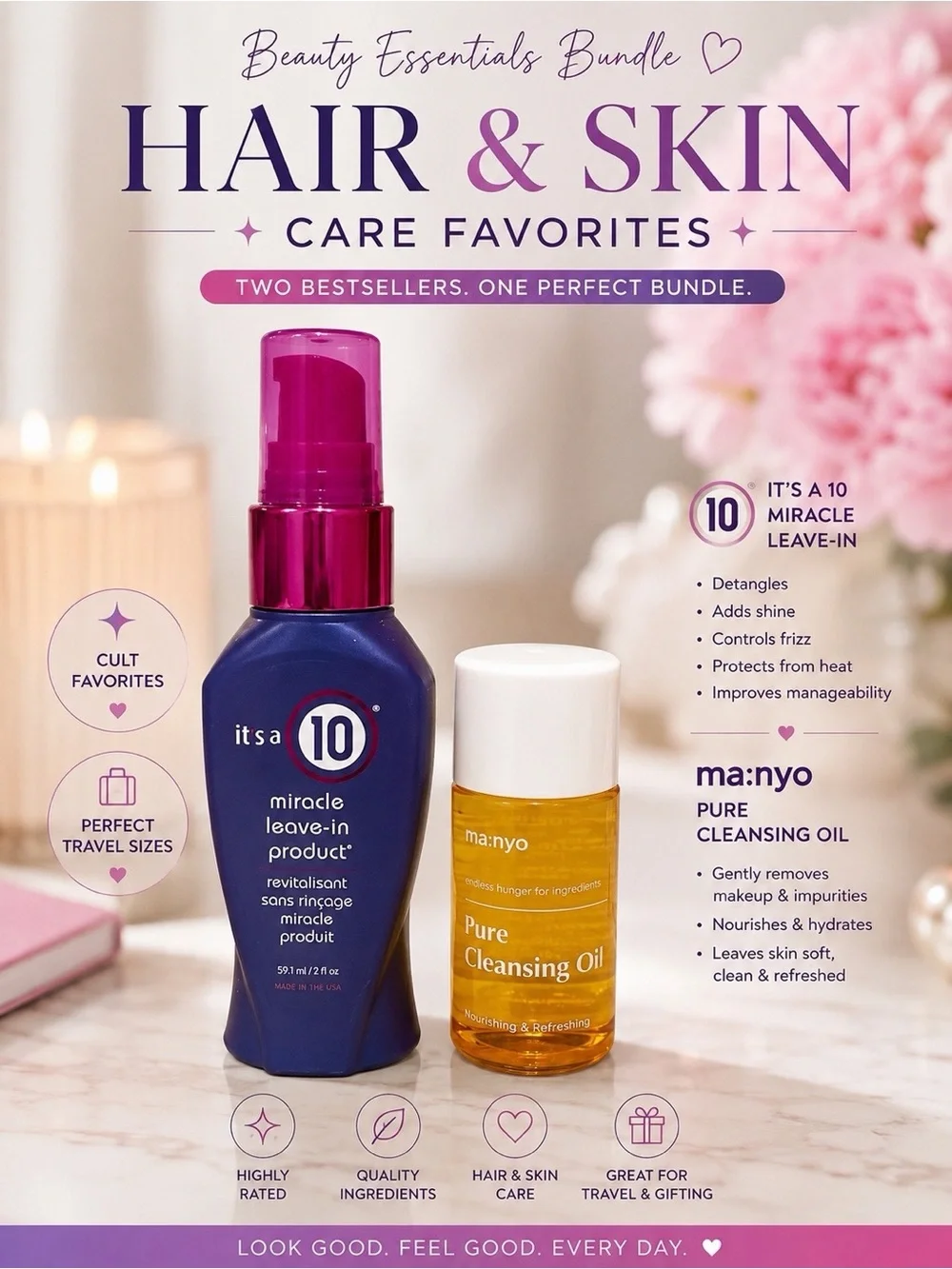 It’s a 10 Miracle Leave-In Product 2 oz + ma:nyo Pure Cleansing Oil Mini Beauty
